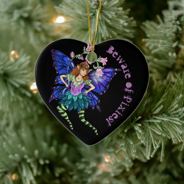 Blue Winged Pixie Ceramic Ornament (Tree)