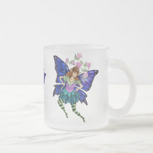 Blue Winged Pixie Frosted Glass Coffee Mug