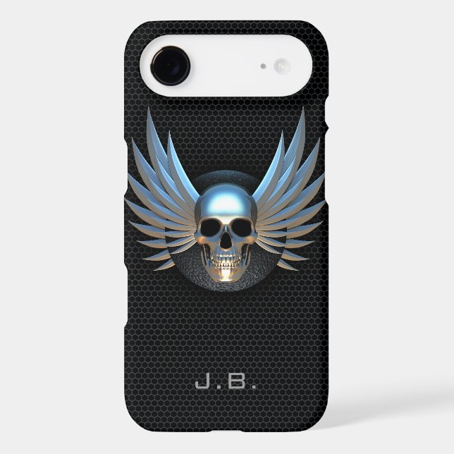 Blue Winged Skull iPhone 4 Case (Back)
