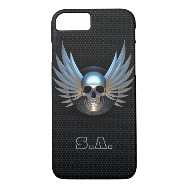 Blue Winged Skull iPhone 7 Case (Back)