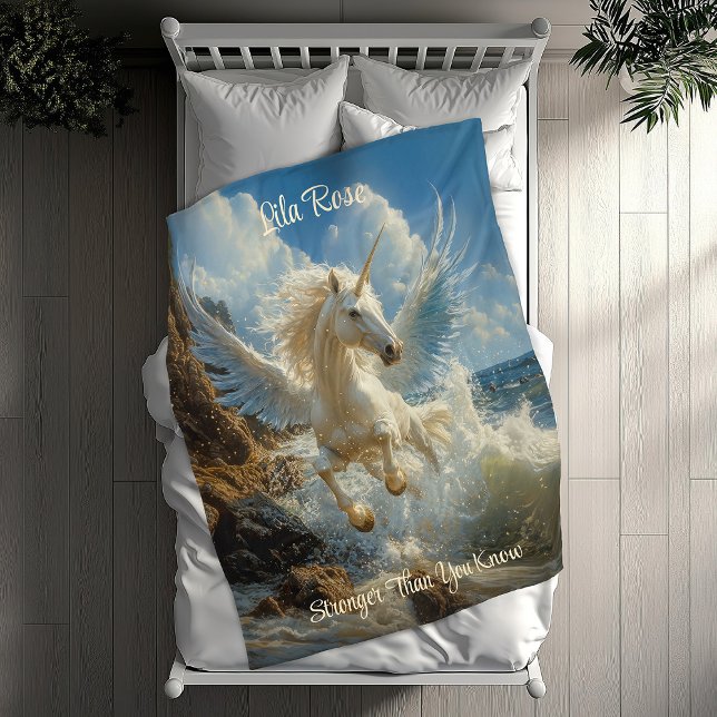 Blue Winged Unicorn Fantasy Nautical Fantasy Horse Fleece Blanket (Creator Uploaded)