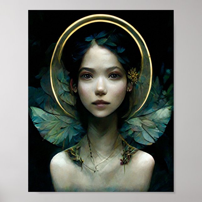 Blue Wings Fairy Fae Fantasy Art Poster (Front)