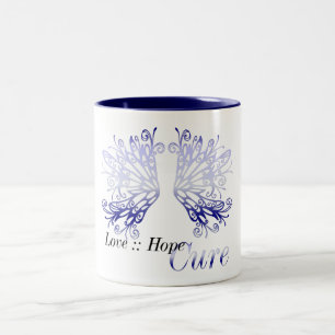 Blue Wings : Love Hope Cure Rheumatoid Arthritis Two-Tone Coffee Mug