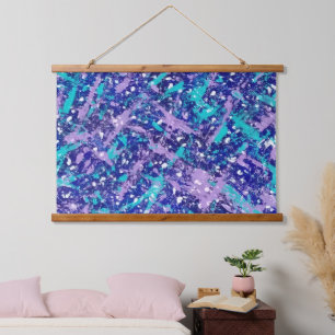 Blue Winter Abstract Hanging Tapestry