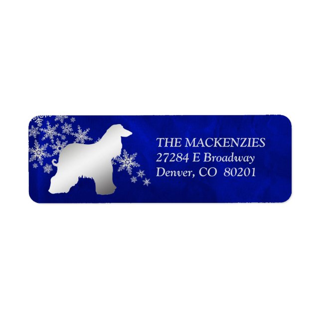 Blue Winter Afghan Hound Return Address (Front)