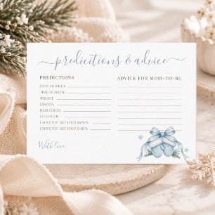 Blue Winter Baby Boy Shower Predictions & Advice Card