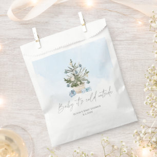 Blue winter baby its cold outside baby shower favour bags