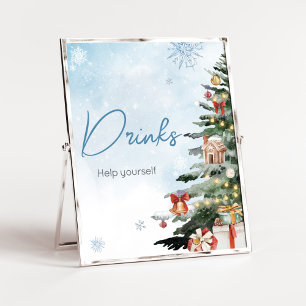 Blue Winter Baby It's Cold Outside Drinks Poster