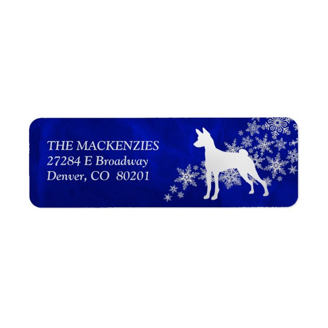 Blue Winter Basenji Return Address (Front)