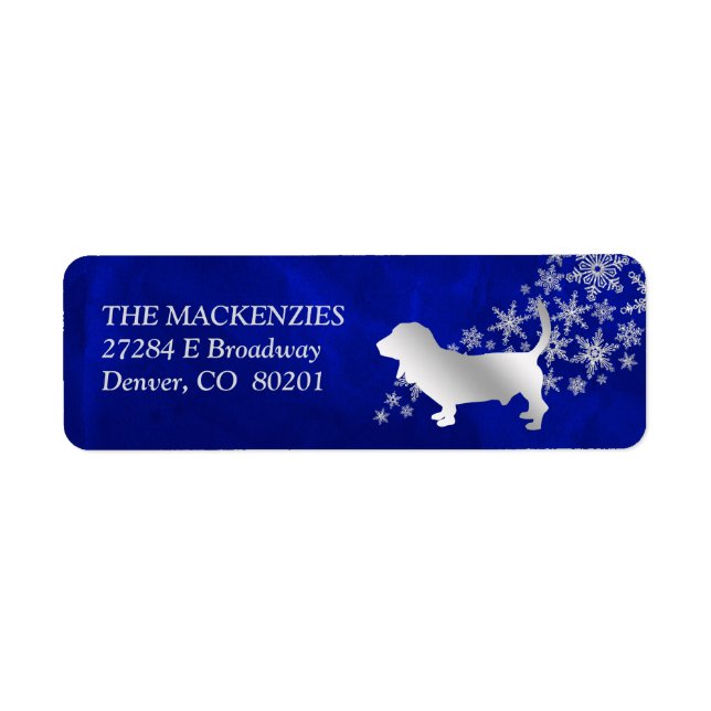 Blue Winter Basset Hound Return Address (Front)