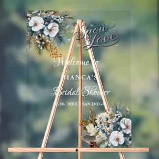 Blue Winter Boho Floral welcome Bridal shower sign