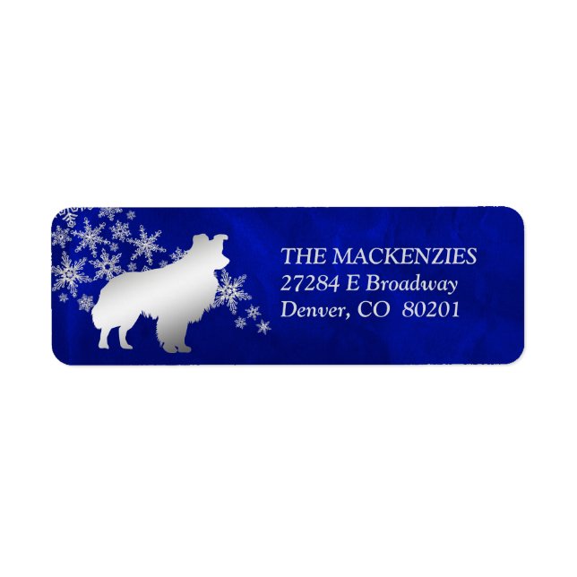 Blue Winter Border Collie Return Address (Front)