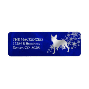 Blue Winter Boston Terrier Return Address