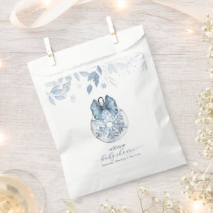 Blue Winter Bow Snowflake Ornament Baby Shower Favour Bags