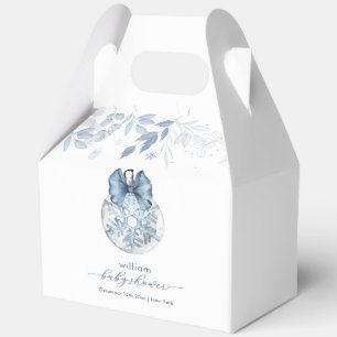Blue Winter Bow Snowflake Ornament Baby Shower Favour Box