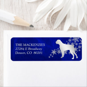 Blue Winter Boxer Dog Return Address