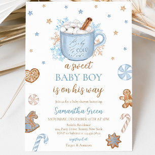 Blue Winter Boy Baby Shower Invitation