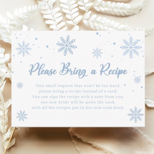 Blue Winter Bridal Shower Recipe Request Enclosure Card (Creator Uploaded)