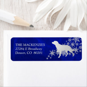 Blue Winter Brittany Dog Return Address