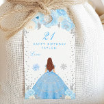 Blue Winter Brown Hair Princess Birthday Party Gift Tags<br><div class="desc">This elegant and glamourous gift tag can be personalised with a name or title such as daughter, granddaughter, niece, friend etc. The design features a beautiful princess with brown hair and fair skin in a blue ball gown. The text combines handwritten script and modern sans serif fonts for a classy...</div>