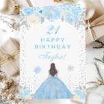 Blue Winter Brunette Hair Princess Birthday Party Card<br><div class="desc">This elegant and glamourous birthday card can be personalised with a name or title such as daughter, granddaughter, niece, friend etc. The design features a beautiful princess with brunette hair and fair skin in a blue ball gown. The text combines handwritten script and modern sans serif fonts for a classy...</div>