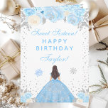 Blue Winter Brunette Hair Princess Sweet Sixteen Card<br><div class="desc">This elegant and glamourous birthday card can be personalised with a name or title such as daughter, granddaughter, niece, friend etc. The design features a beautiful princess with brunette hair and fair skin in a blue ball gown. The text combines handwritten script and modern sans serif fonts for a classy...</div>