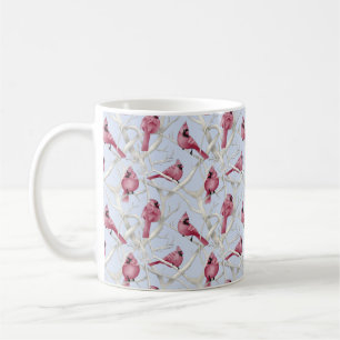 Blue Winter Cardinal Birds Pattern Coffee Mug