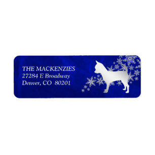 Blue Winter Chihuahua Dog Return Address