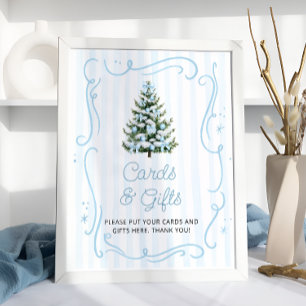 Blue Winter Christmas Baby Shower Cards and Gifts Poster