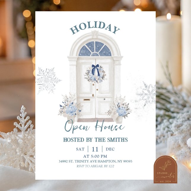 Blue Winter Christmas Holiday Open House Invitation (Creator Uploaded)