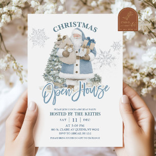 Blue Winter Christmas Open House Invitation