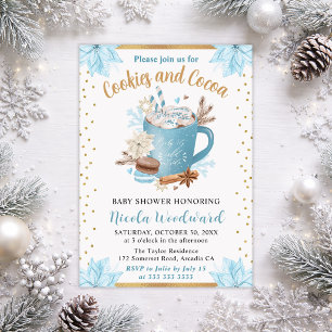 Blue Winter Cookies & Cocoa Baby Shower Invitation