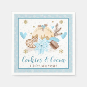 Blue Winter Cookies & Cocoa Baby Shower Napkin