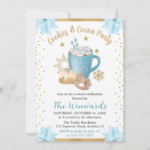 Blue Winter Cookies & Cocoa Party Invitation
