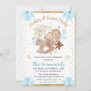 Blue Winter Cookies & Cocoa Party Invitation