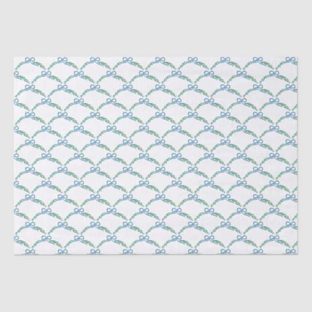 Blue Winter Coquette Coastal Bow Garland Tissue Paper (Front)