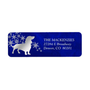 Blue Winter Dachshund Return Address