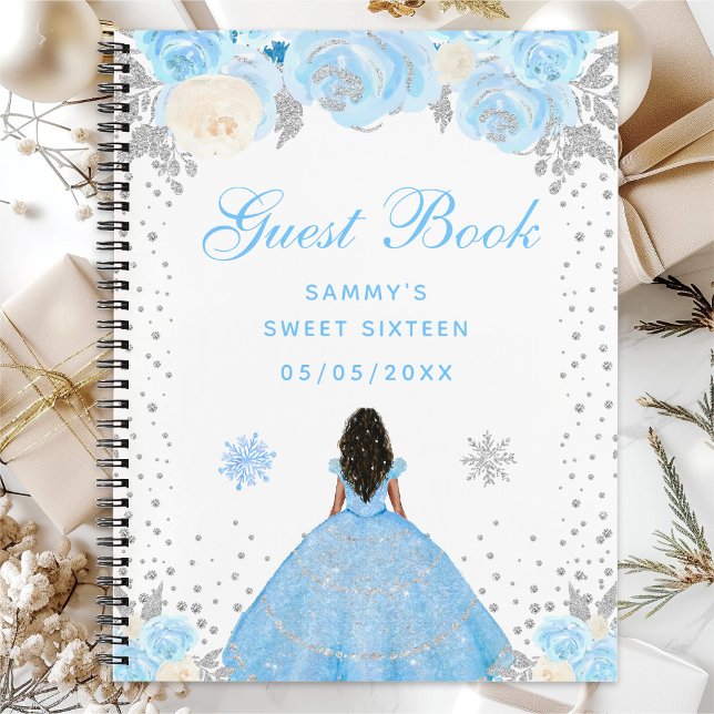 Blue Winter Dark Skin Princess Sweet Sixteen Notebook (Creator Uploaded)