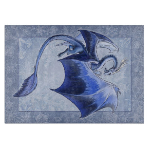 Blue Winter Dragon Nature Fantasy Art Cutting Board
