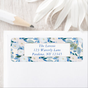 Blue Winter Floral Wedding Return Address