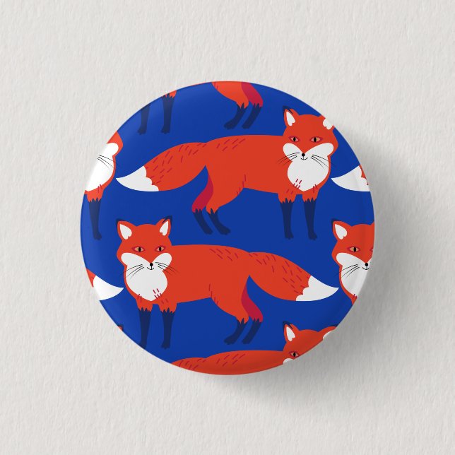 Blue Winter Forest Woodland Fox  3 Cm Round Badge (Front)