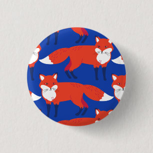 Blue Winter Forest Woodland Fox  3 Cm Round Badge
