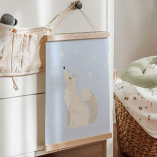 Blue Winter   Fox Arctic Animal Nursery Decor Hanging Tapestry