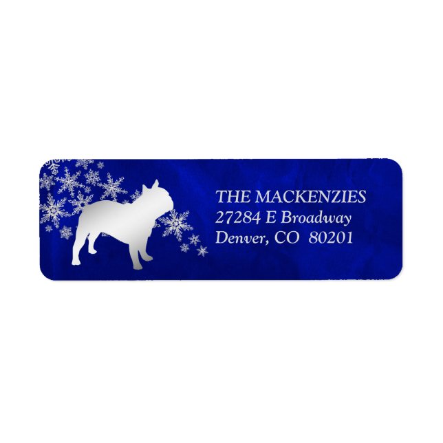 Blue Winter French Bulldog Return Address (Front)