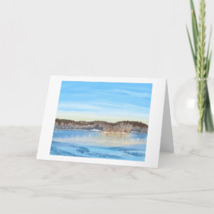 Blue Winter Frozen Lake Nature Scene Blank Card