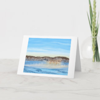 Blue Winter Frozen Lake Nature Scene Blank Card
