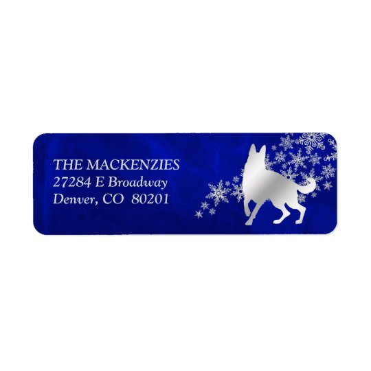 Blue Winter German Shepherd Dog Return Address Return Address Label