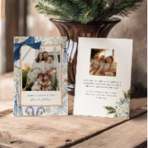 Blue Winter Grandmillennial Family Photo Christmas