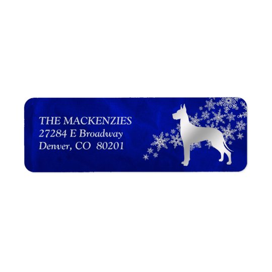 Blue Winter Great Dane Return Address Return Address Label