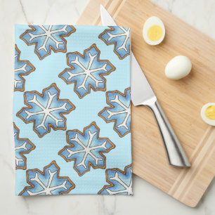 Blue Winter Holiday Hanukkah Christmas Snowflakes Tea Towel